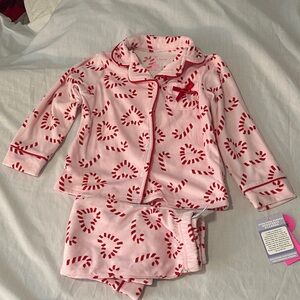 Betsey Johnson Pink and Red Candy Cane Kids Pajama Set